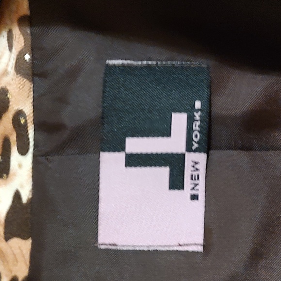 JL New York Sparkly Belted Trench Coat Gold Brown Cream Leopard Print Size Med - Picture 15 of 15